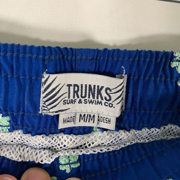 Trunks Surf and Swim Trunks Men's Medium Blue Palm Tree Lined Drawstring - Picture 7 of 10